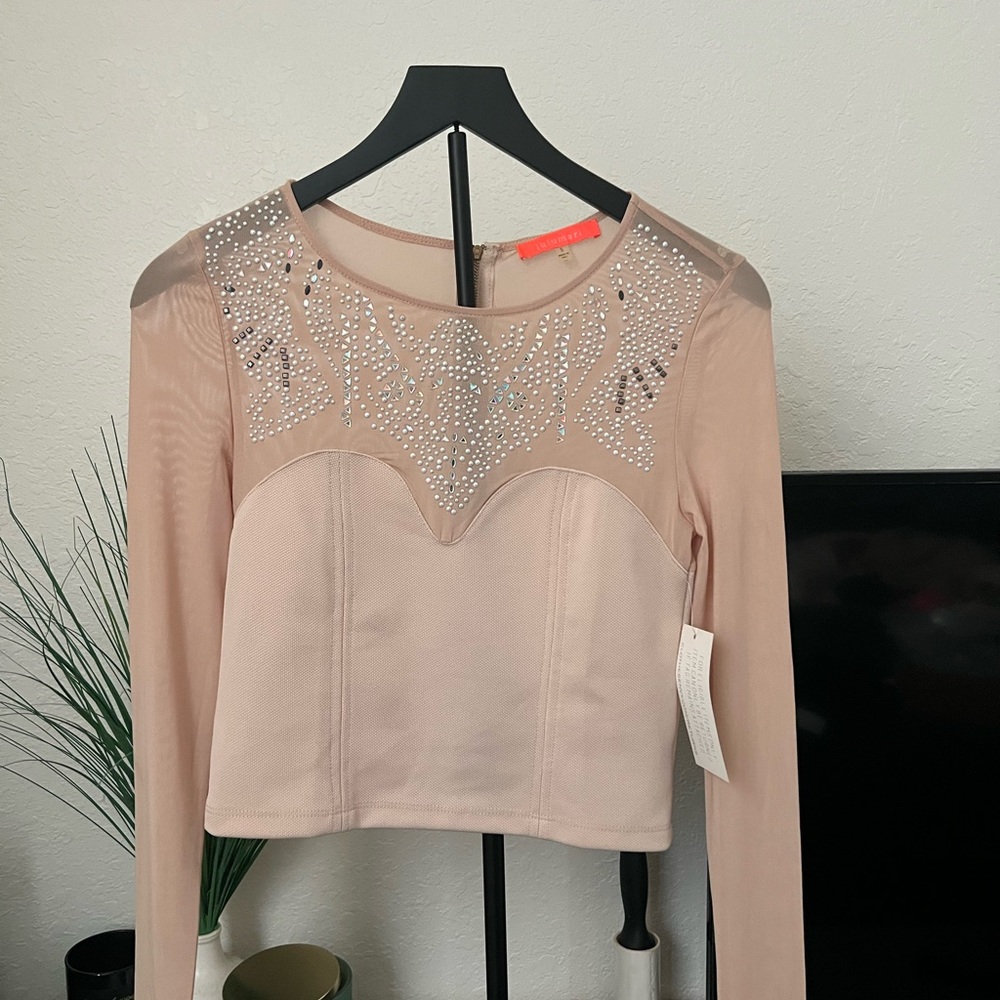 Lulumari Blush Embellished Long Sleeve Blouse
